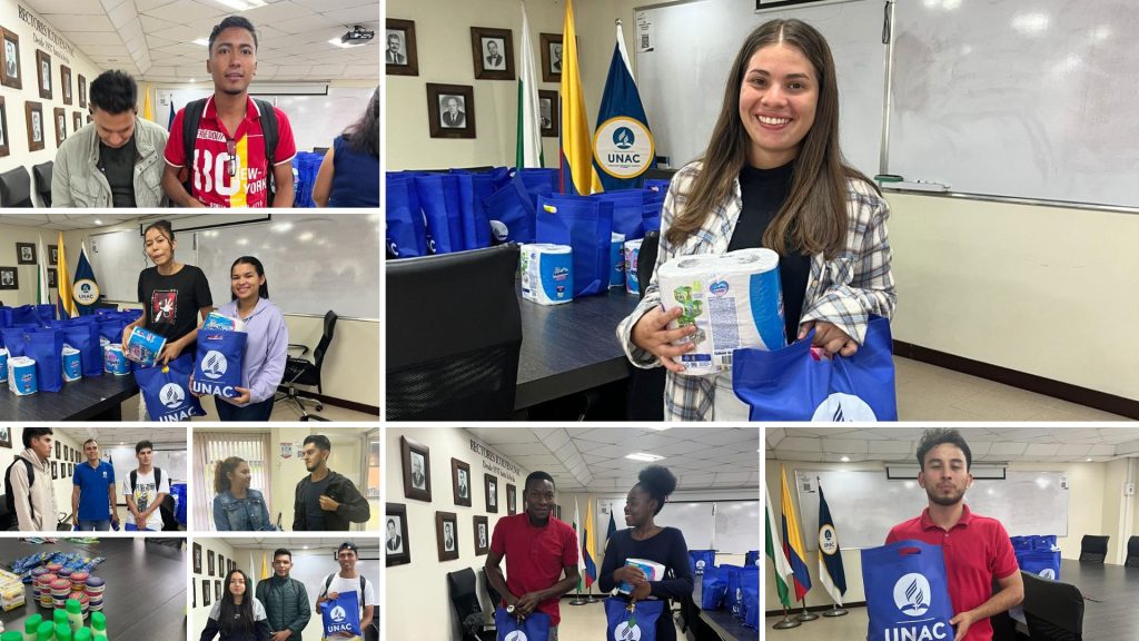 Collage con algunos de los estudiantes y aspirantes de la UNAC que fueron beneficiados con los donativos de los egresados de ICOLVEN