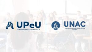 Logos de la UpeU y la UNAC representando la alianza para el diplomado internacional