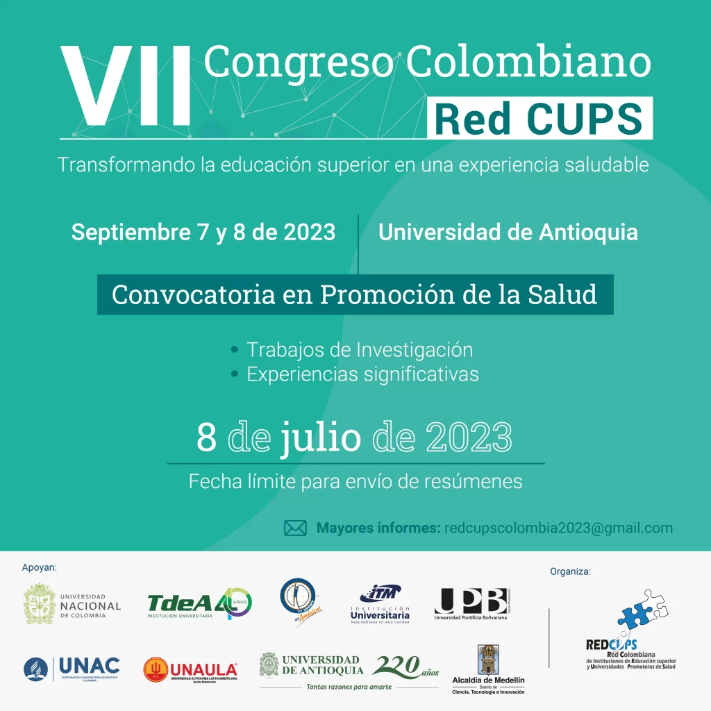 Banner de invitación del VII congreso colombiano Red CUPS donde la UNAC fue participe